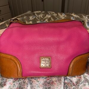 Dooney & Bourke Fuchsia and Brown Shoulder Bag